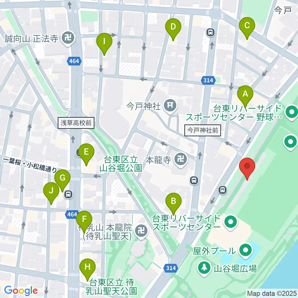 台東リバーサイドスポーツセンター陸上競技場周辺のホテル一覧地図