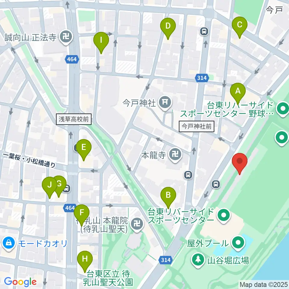 台東リバーサイドスポーツセンター陸上競技場周辺のホテル一覧地図