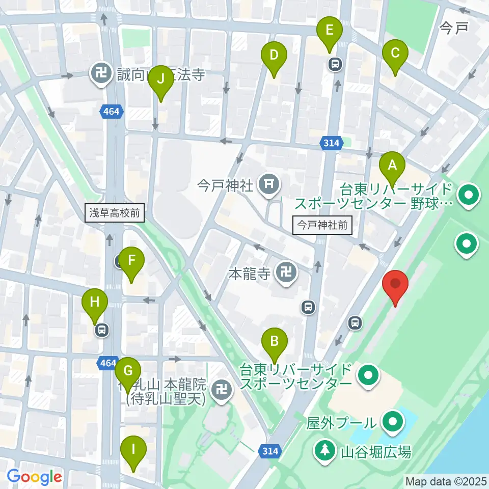 台東リバーサイドスポーツセンター陸上競技場周辺のホテル一覧地図