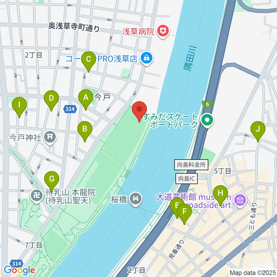 台東リバーサイドスポーツセンター野球場周辺のホテル一覧地図