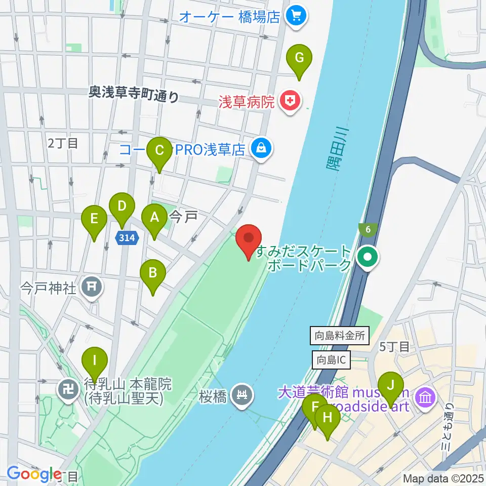 台東リバーサイドスポーツセンター野球場周辺のホテル一覧地図