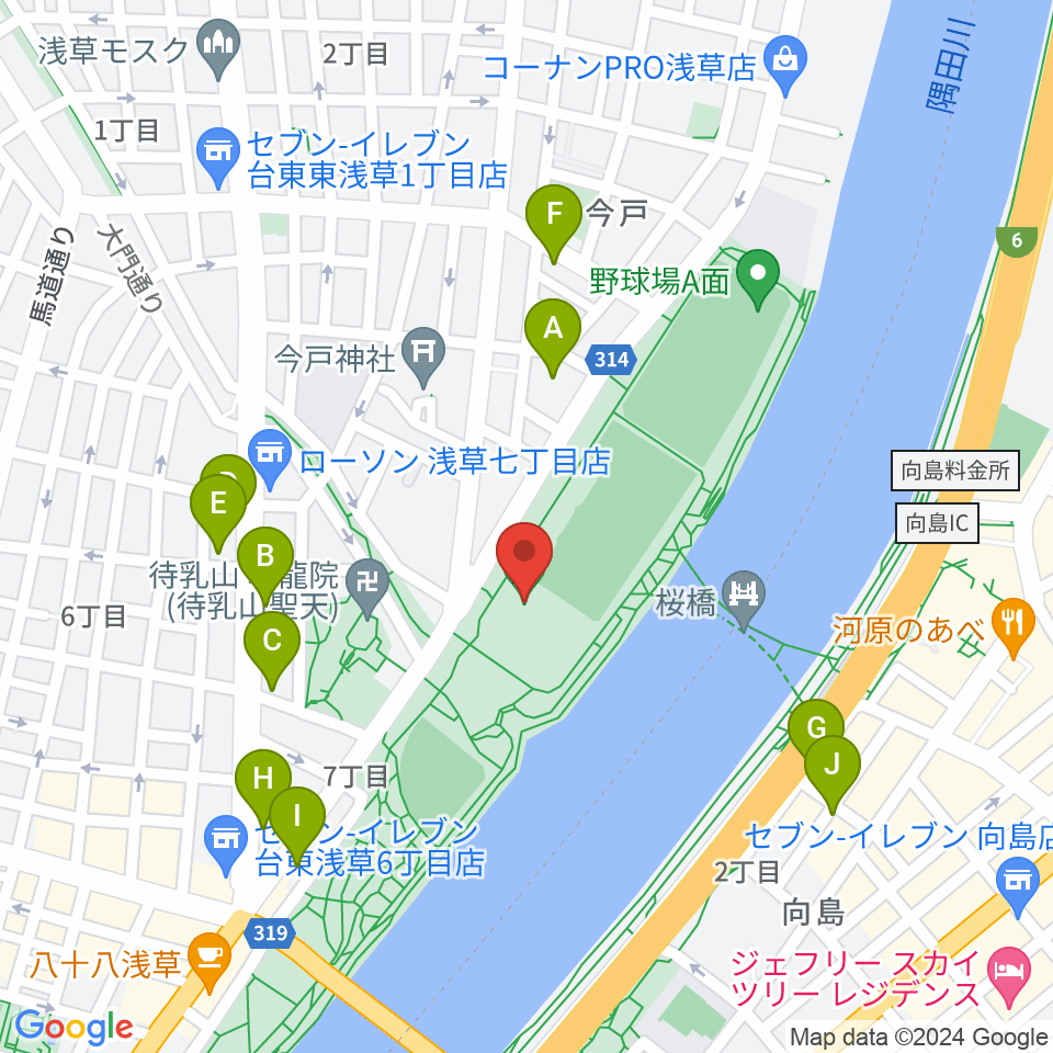 台東リバーサイドスポーツセンター体育館周辺のホテル一覧地図