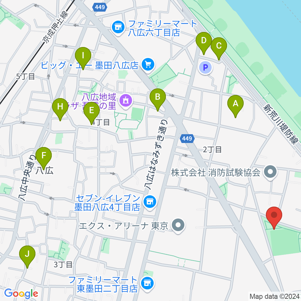 東墨田公園少年野球場周辺のホテル一覧地図