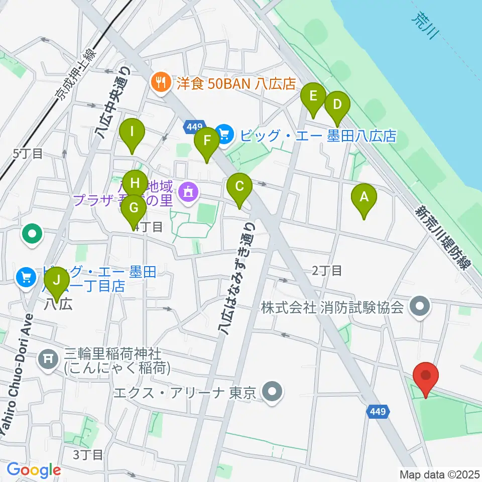 東墨田公園少年野球場周辺のホテル一覧地図