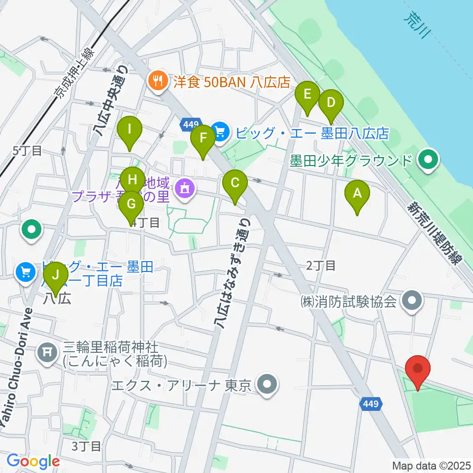 東墨田公園少年野球場周辺のホテル一覧地図