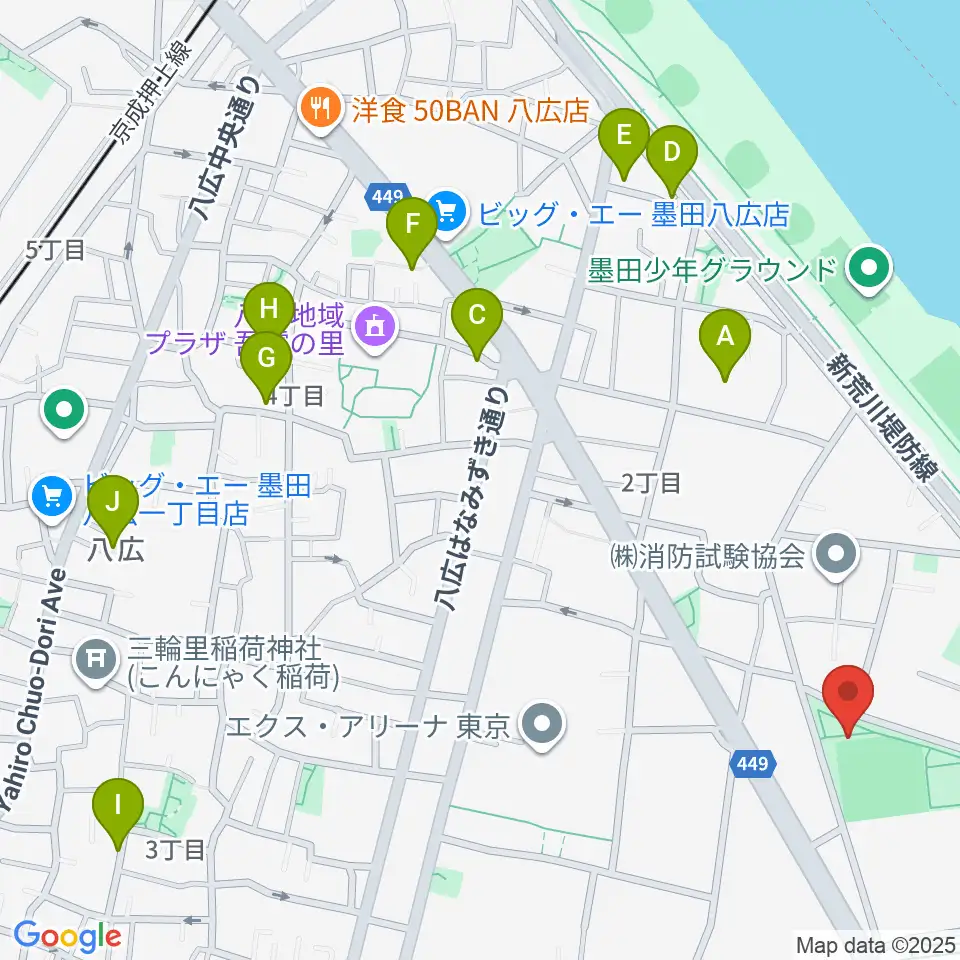 東墨田公園少年野球場周辺のホテル一覧地図