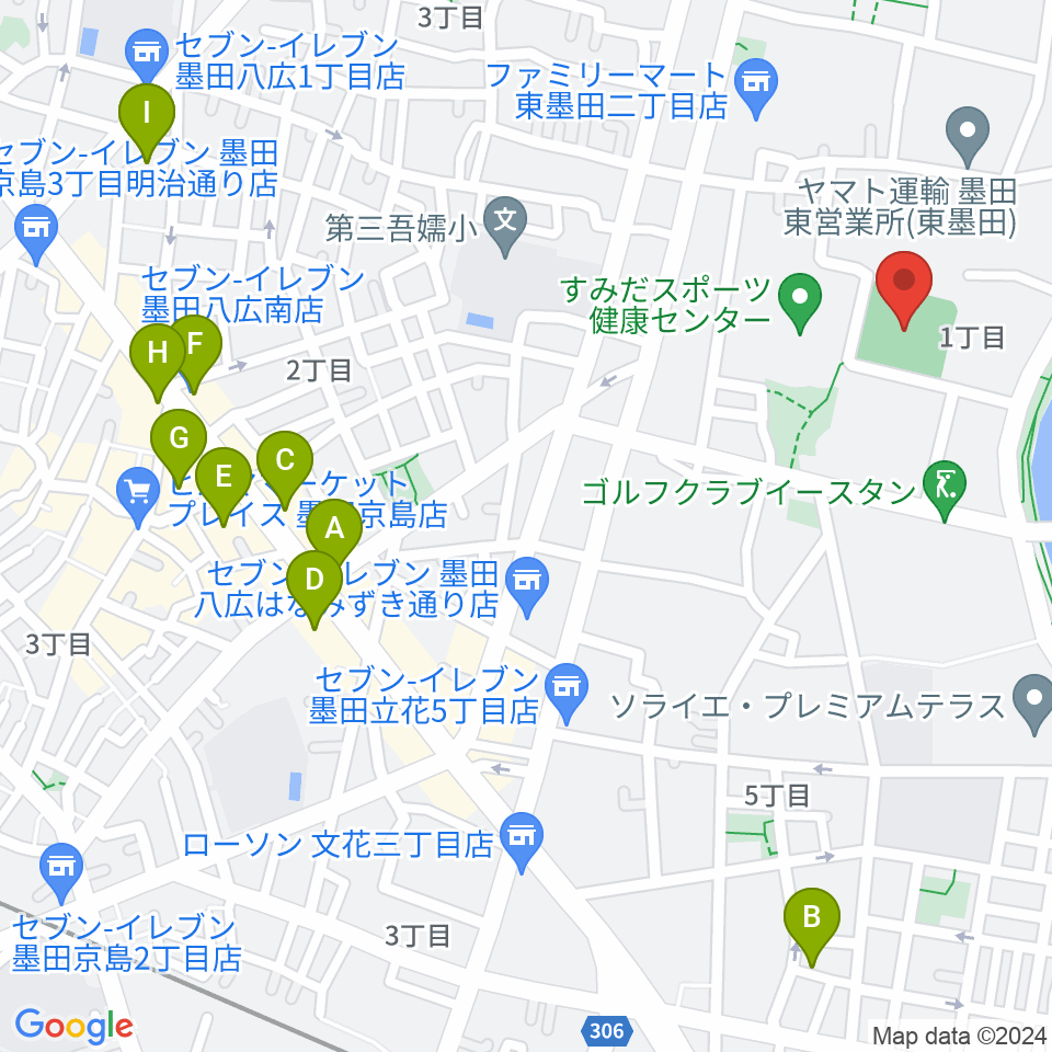 東墨田ソフトボール場周辺のホテル一覧地図