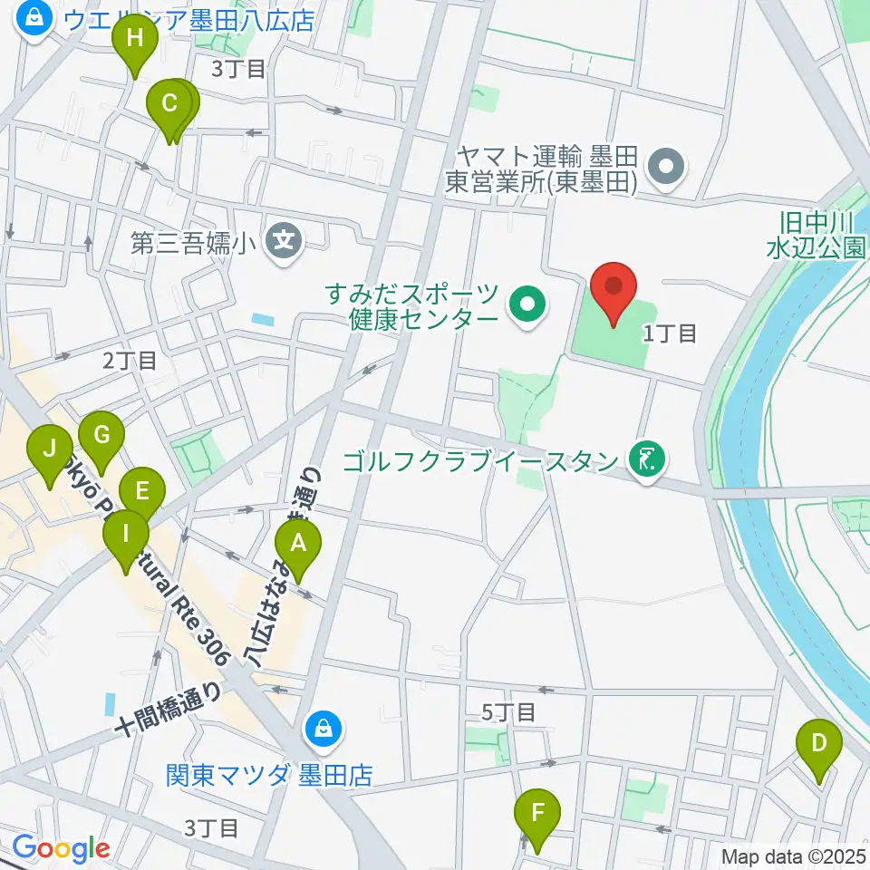 東墨田ソフトボール場周辺のホテル一覧地図