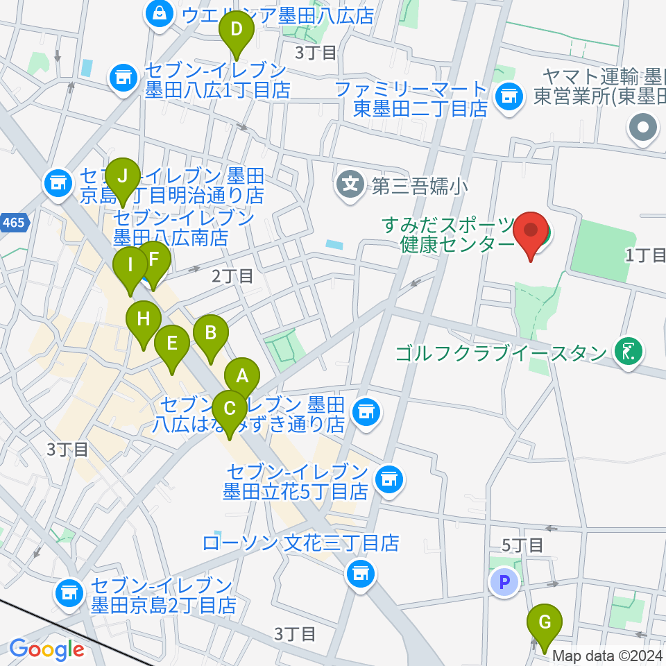 すみだスポーツ健康センター周辺のホテル一覧地図