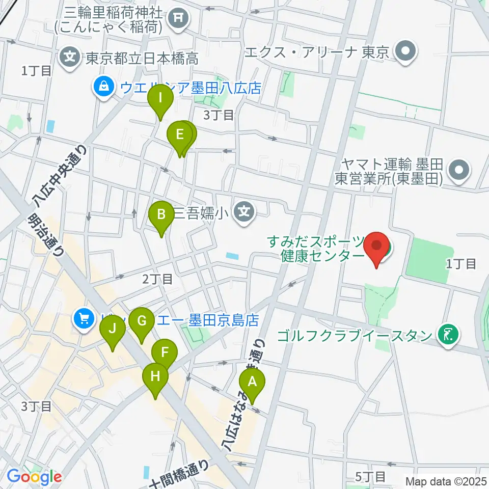 すみだスポーツ健康センター周辺のホテル一覧地図