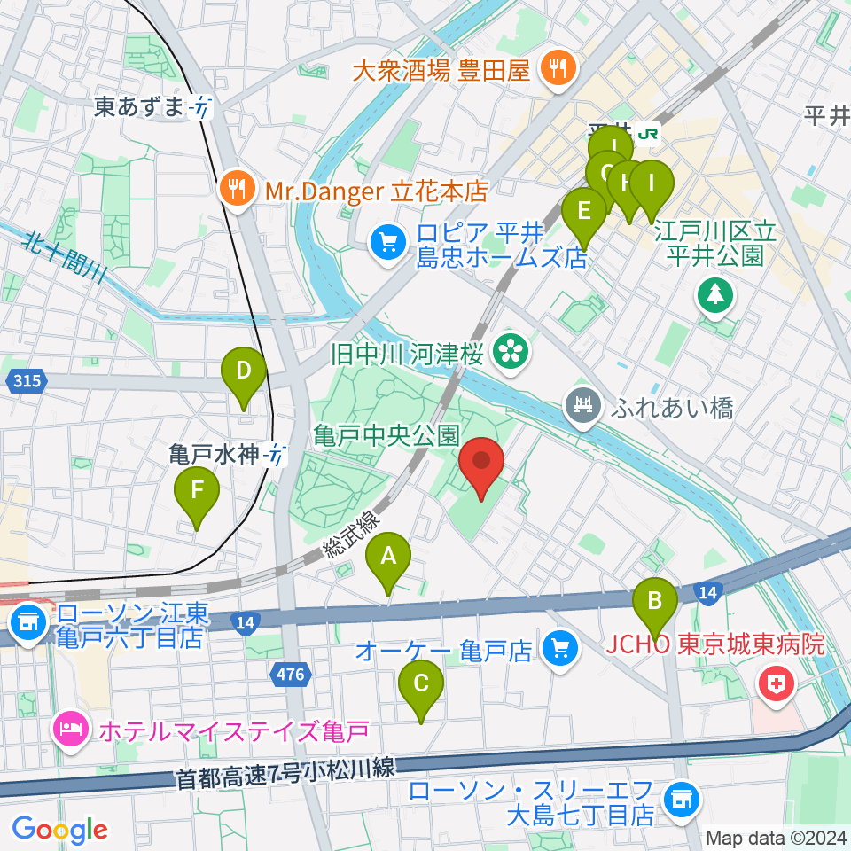 亀戸運動公園少年野球場周辺のホテル一覧地図