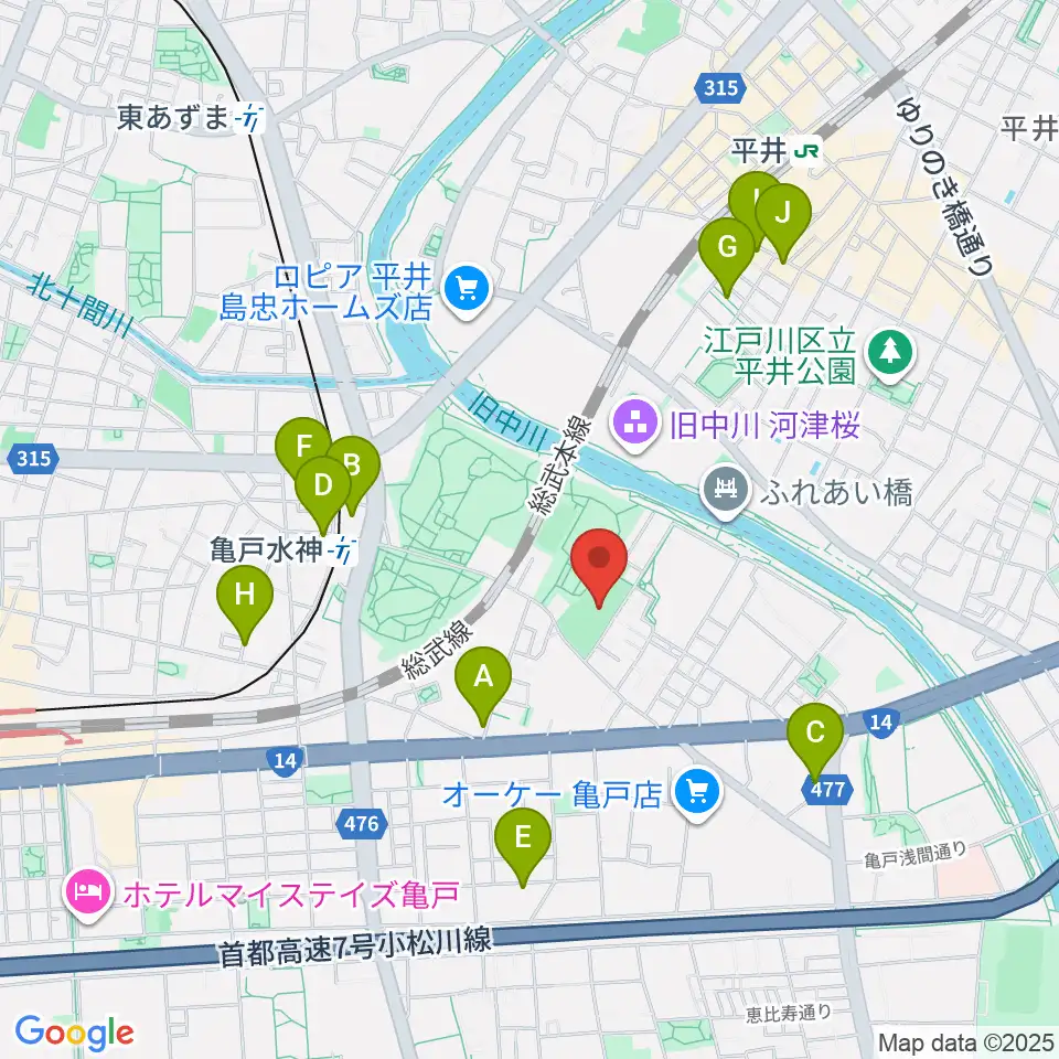亀戸運動公園少年野球場周辺のホテル一覧地図