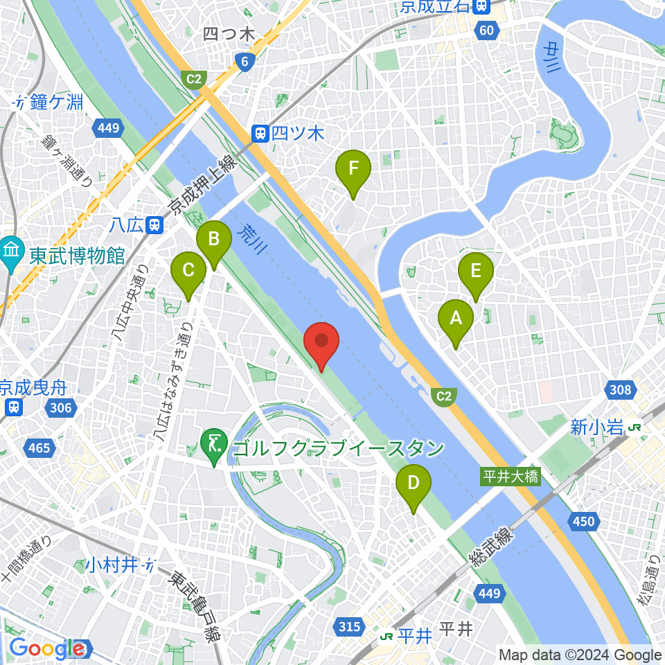 荒川四ツ木橋緑地少年野球場周辺のホテル一覧地図