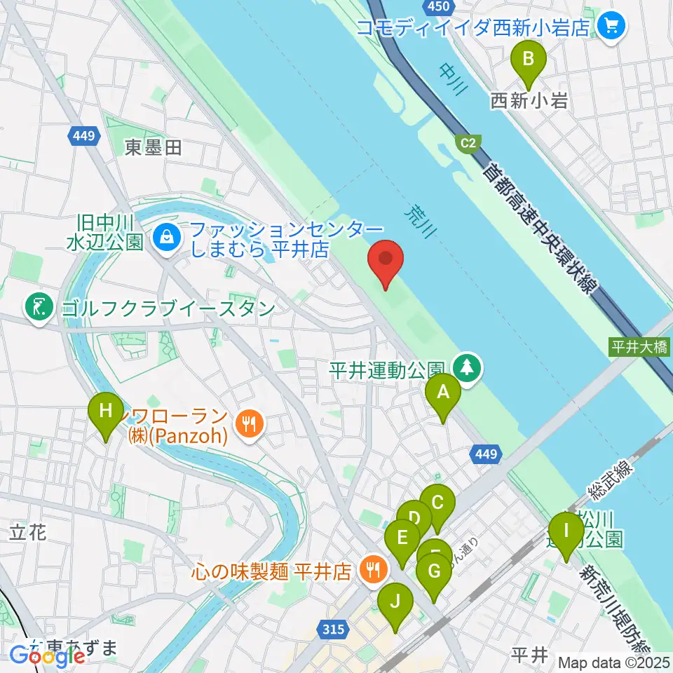 平井少年野球場周辺のホテル一覧地図