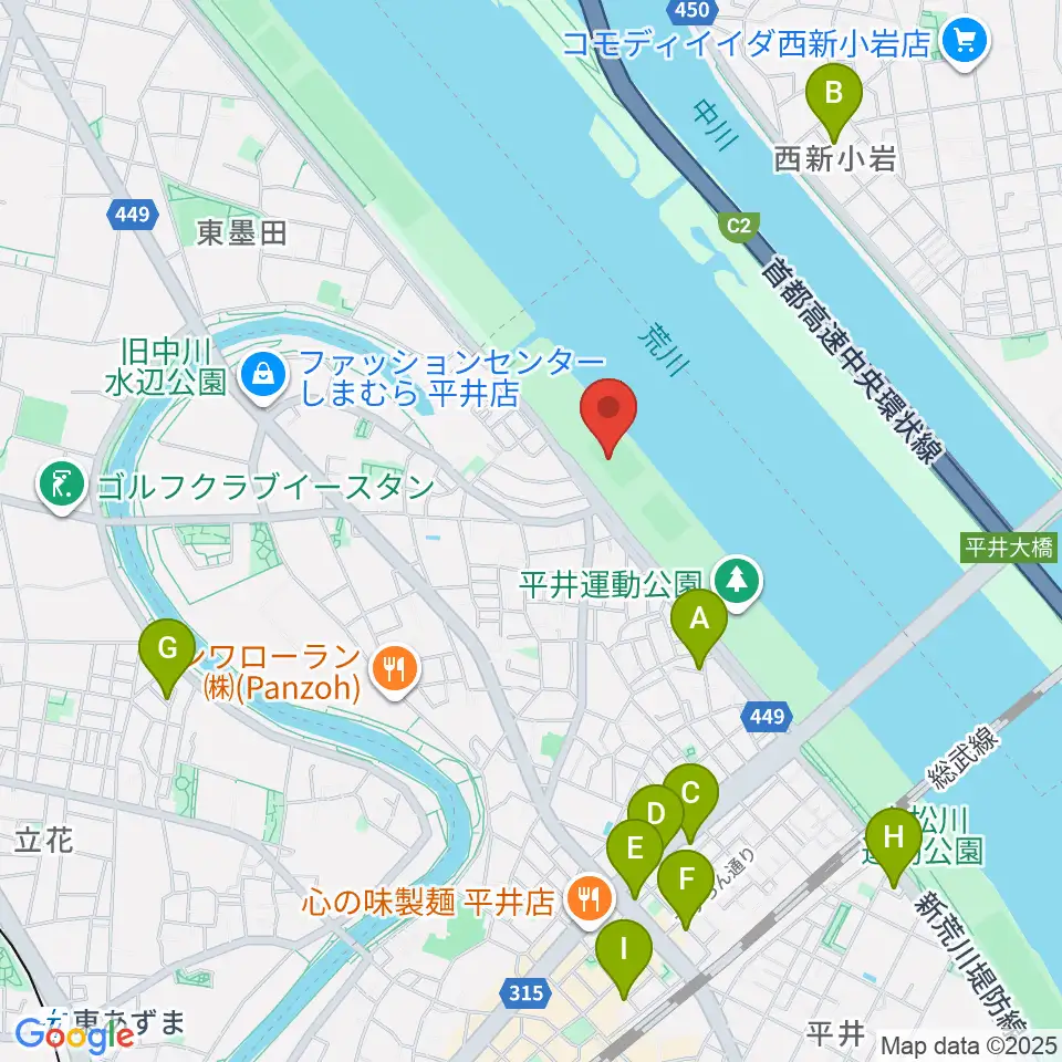 平井少年野球場周辺のホテル一覧地図
