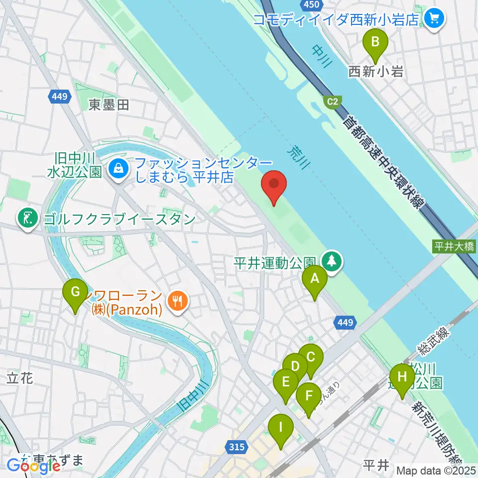 平井少年野球場周辺のホテル一覧地図