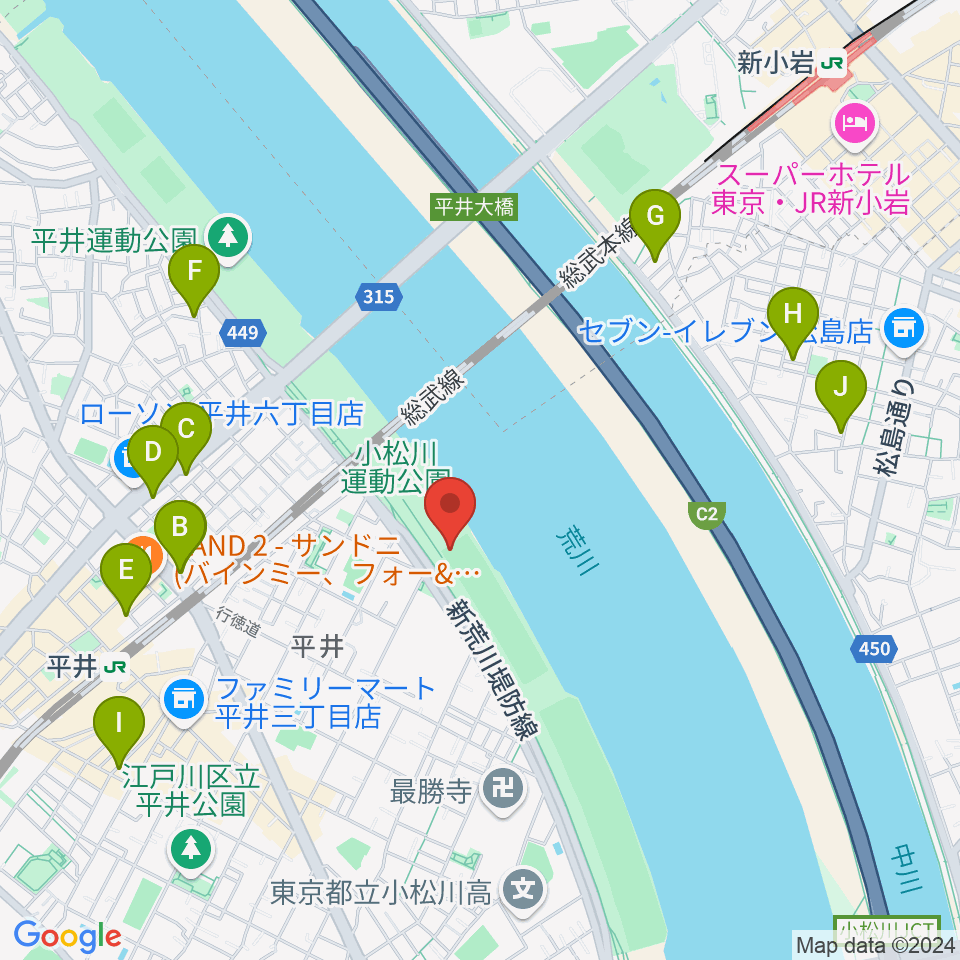 小松川ソフトボール場周辺のホテル一覧地図