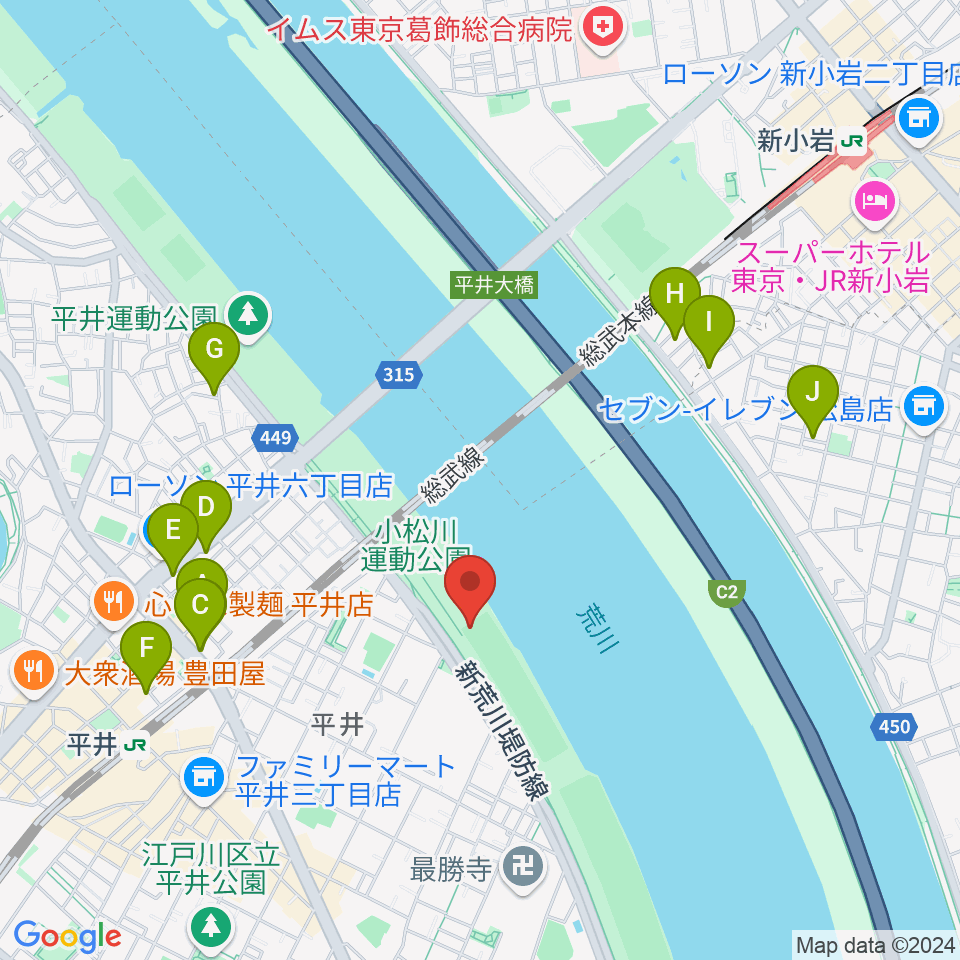 小松川ソフトボール場周辺のホテル一覧地図