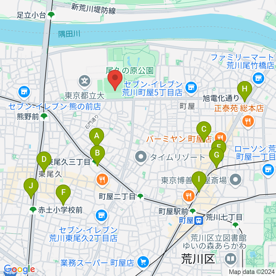 東尾久運動場多目的広場周辺のホテル一覧地図