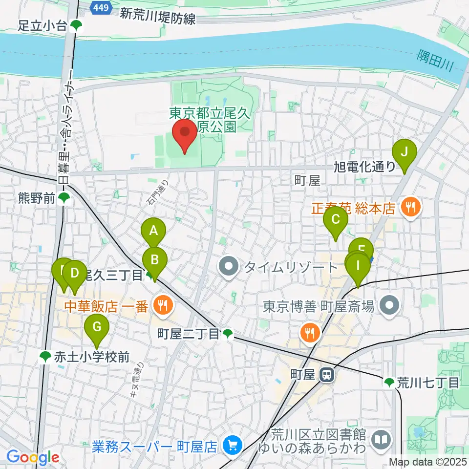 東尾久運動場多目的広場周辺のホテル一覧地図
