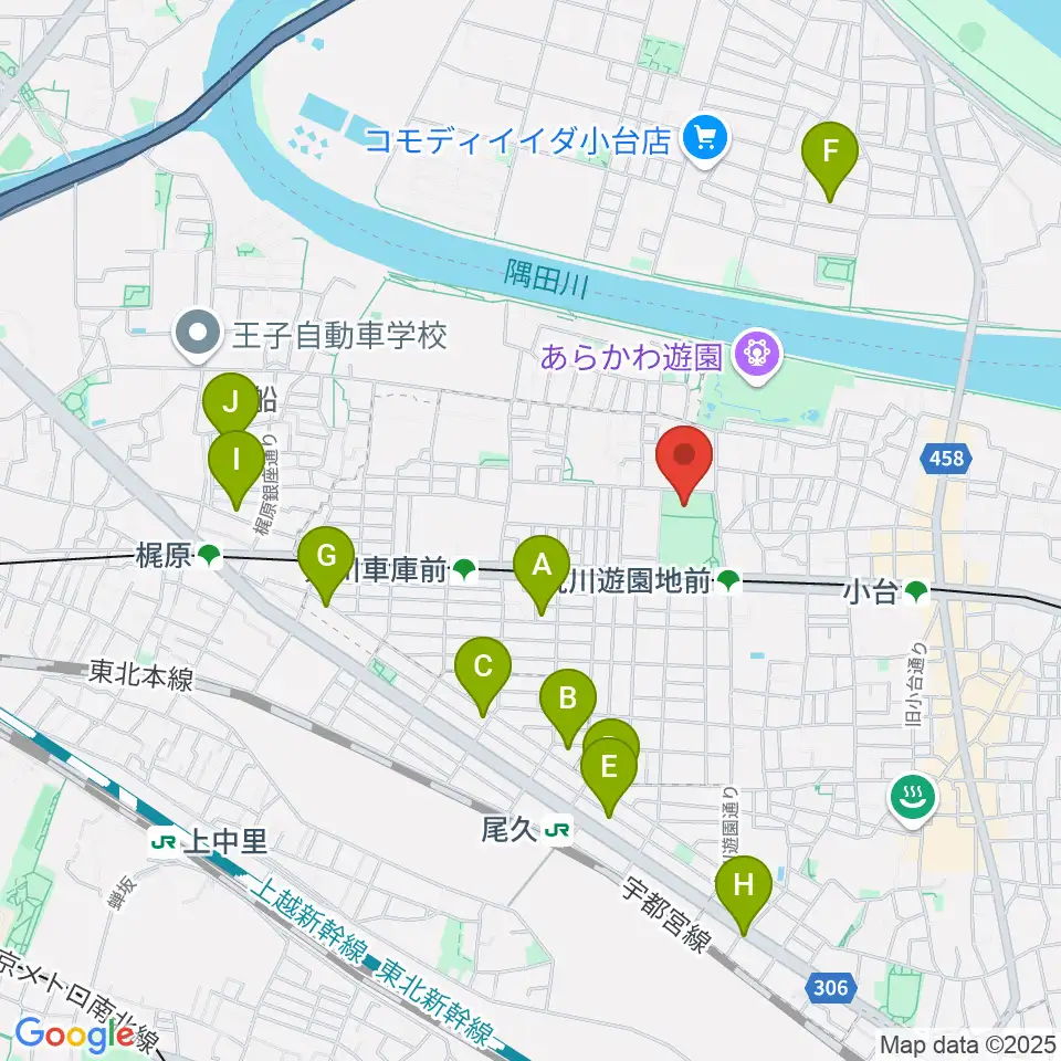 あらかわ遊園スポーツハウス周辺のホテル一覧地図