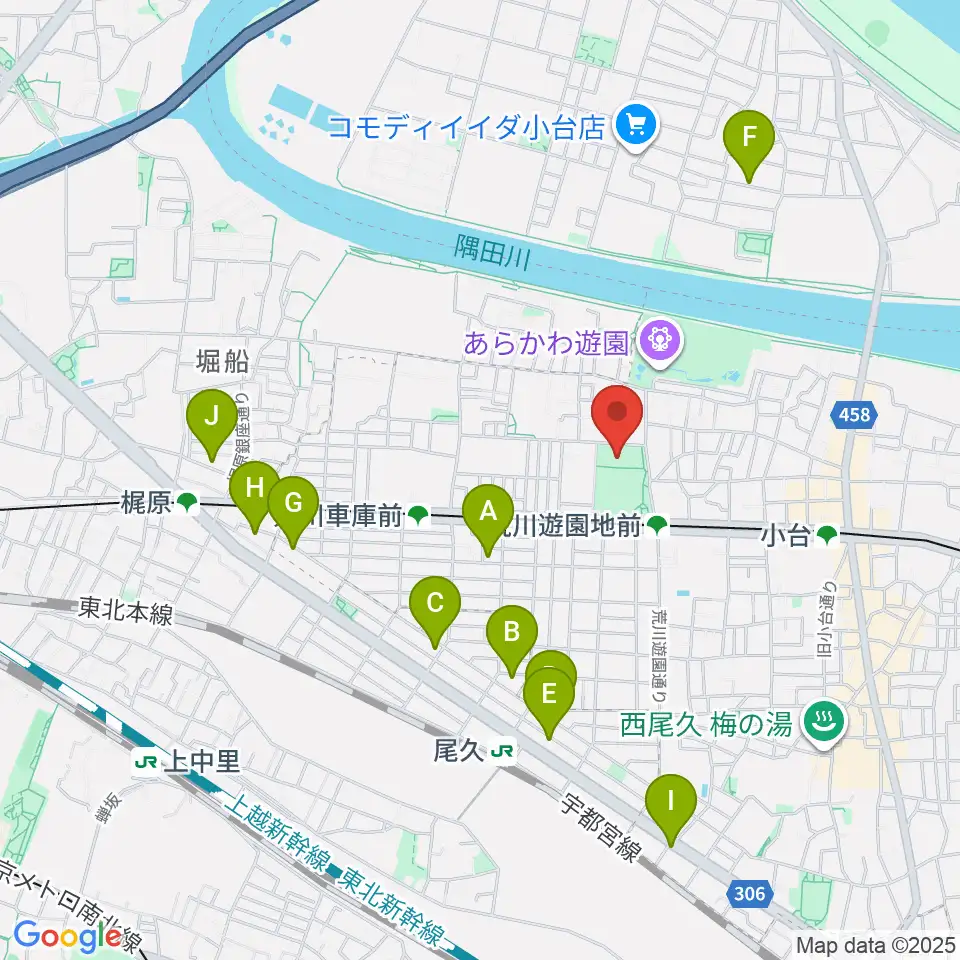 あらかわ遊園スポーツハウス周辺のホテル一覧地図