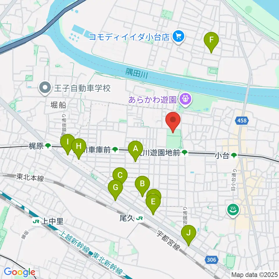 あらかわ遊園スポーツハウス周辺のホテル一覧地図