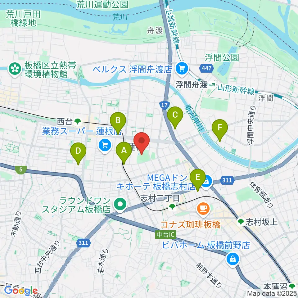 板橋区立城北野球場周辺のホテル一覧地図
