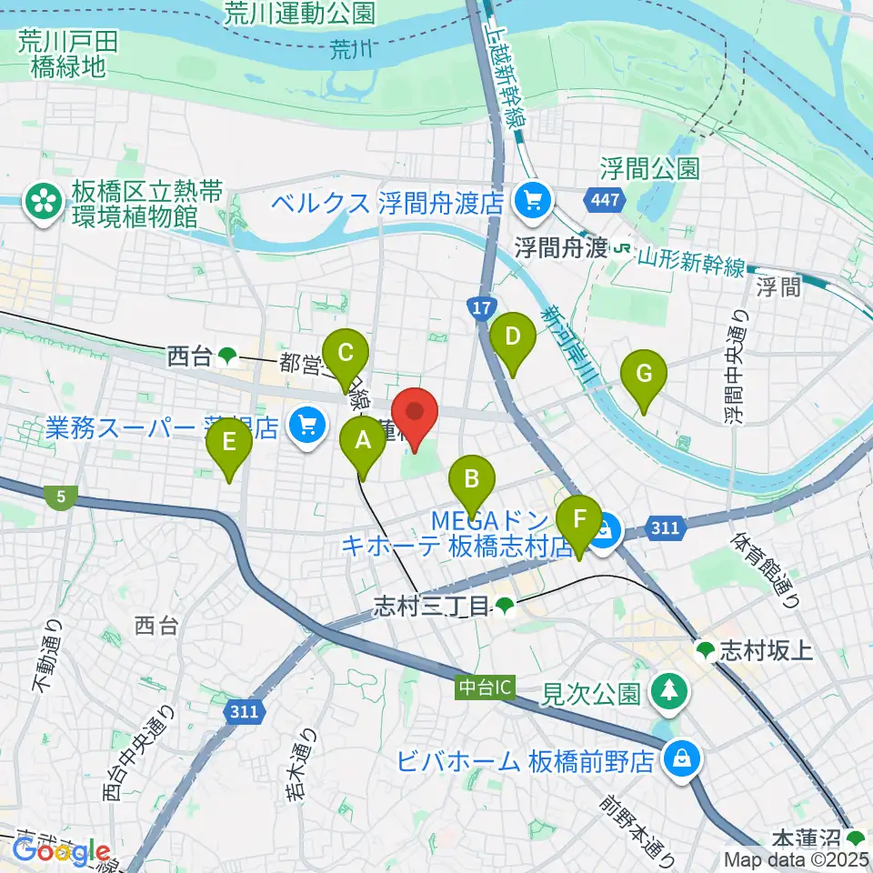 板橋区立城北野球場周辺のホテル一覧地図