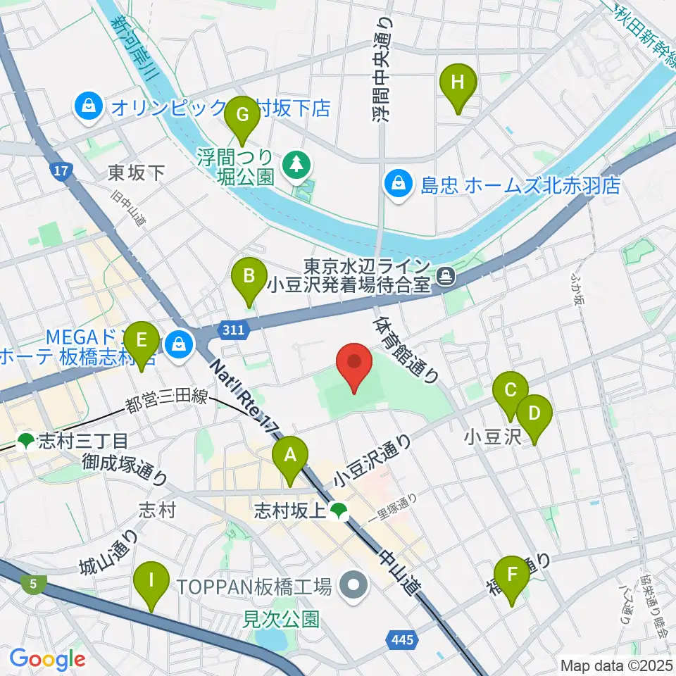 小豆沢野球場周辺のホテル一覧地図