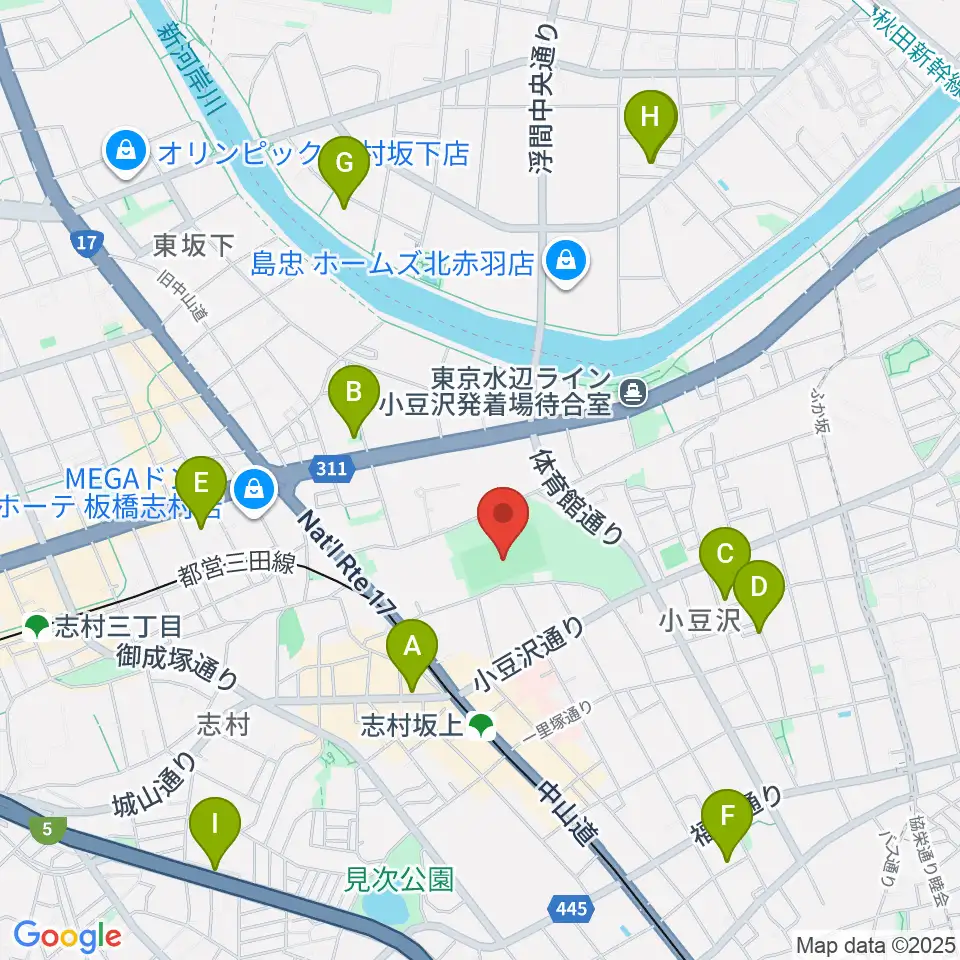 小豆沢野球場周辺のホテル一覧地図