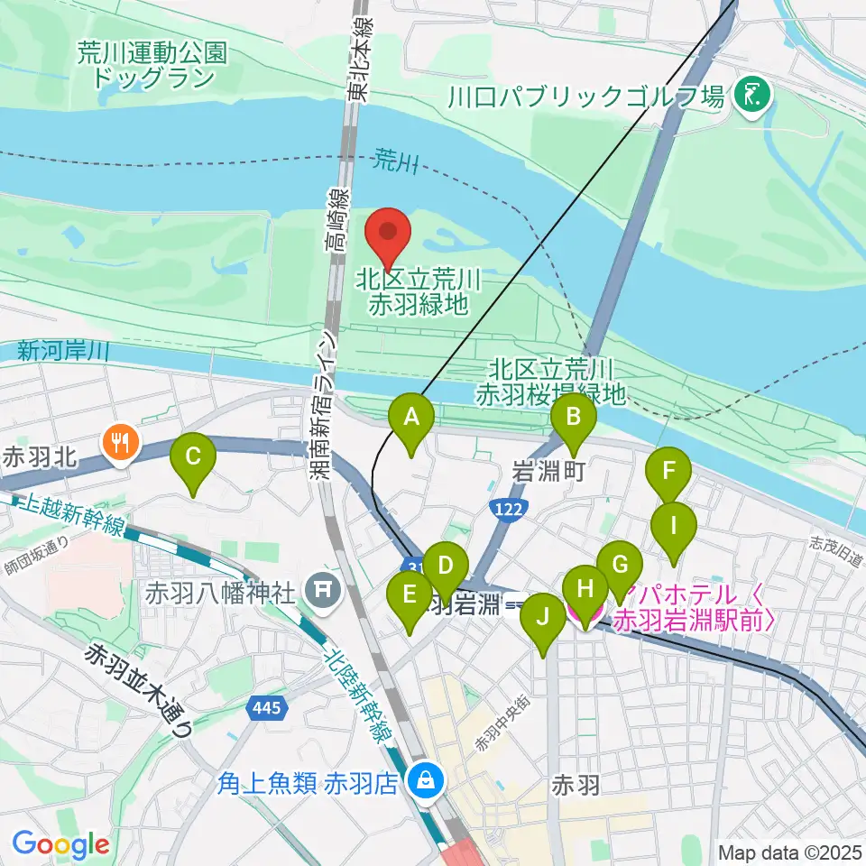 新荒川大橋野球場周辺のホテル一覧地図