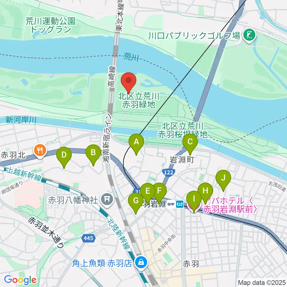 新荒川大橋野球場周辺のホテル一覧地図