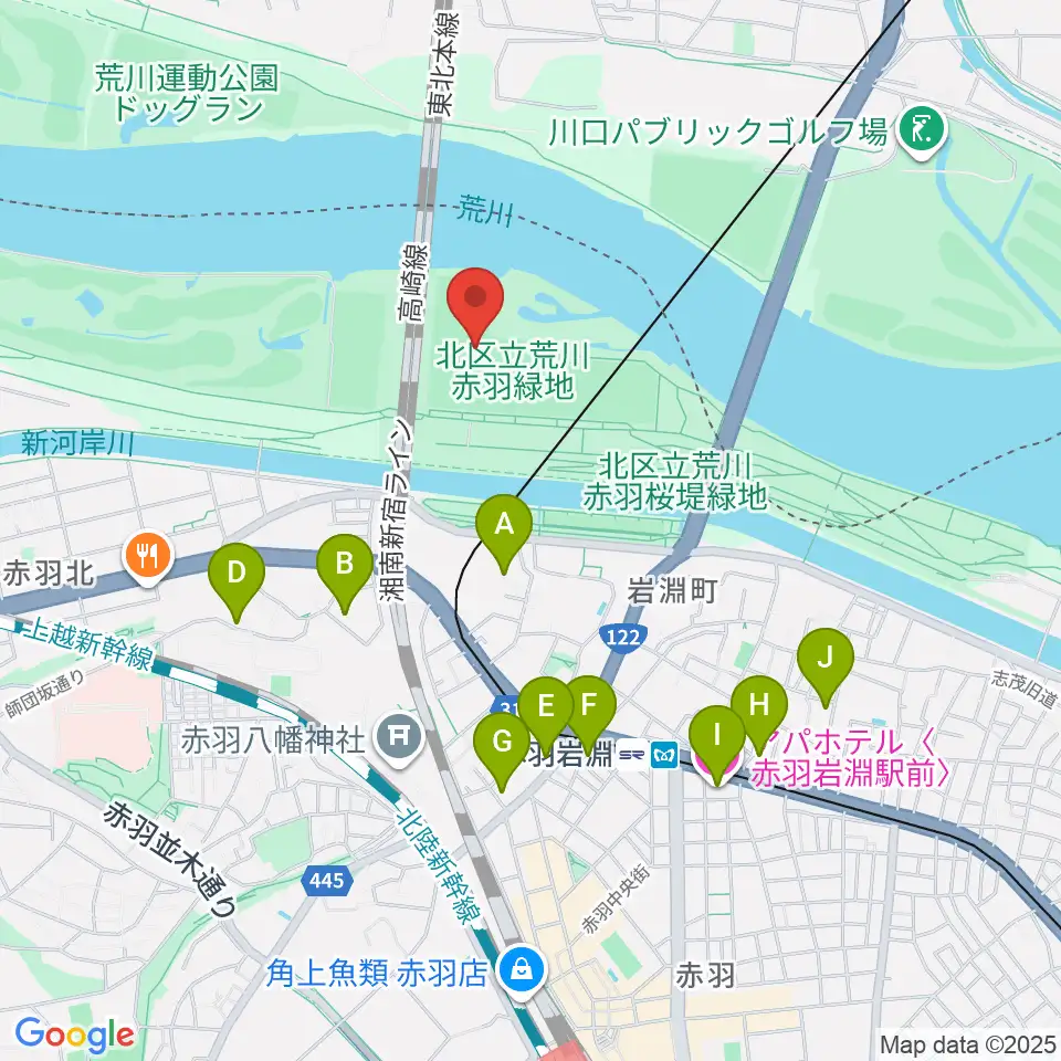 新荒川大橋野球場周辺のホテル一覧地図