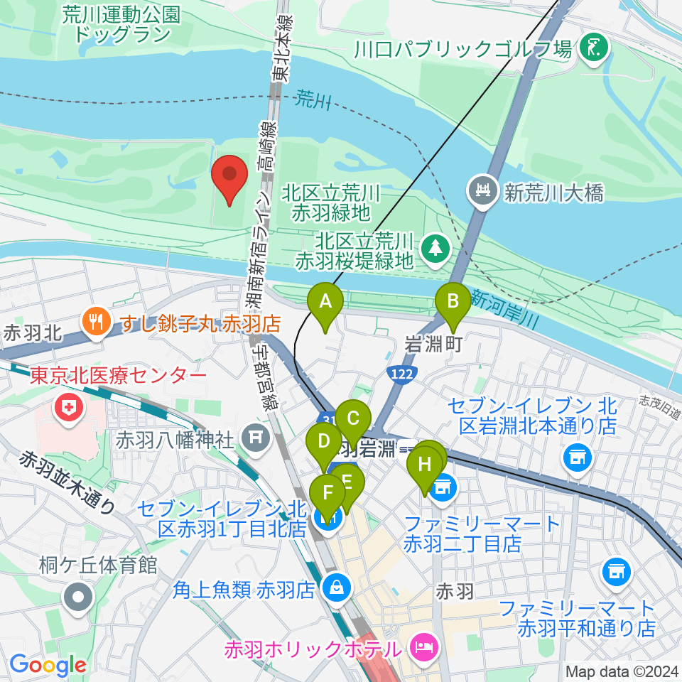 新荒川大橋サッカー場周辺のホテル一覧地図