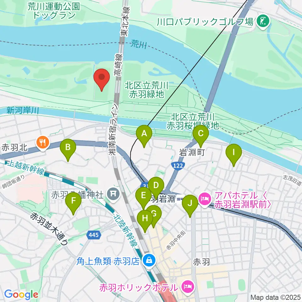 新荒川大橋サッカー場周辺のホテル一覧地図