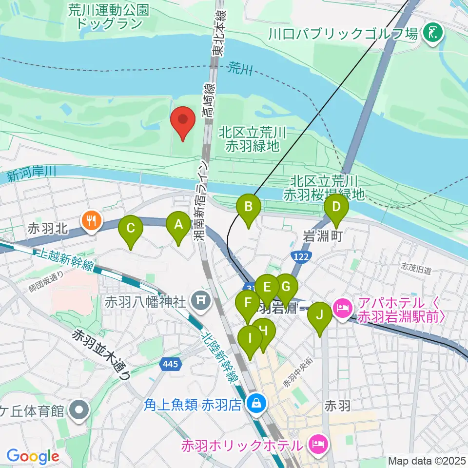 新荒川大橋サッカー場周辺のホテル一覧地図