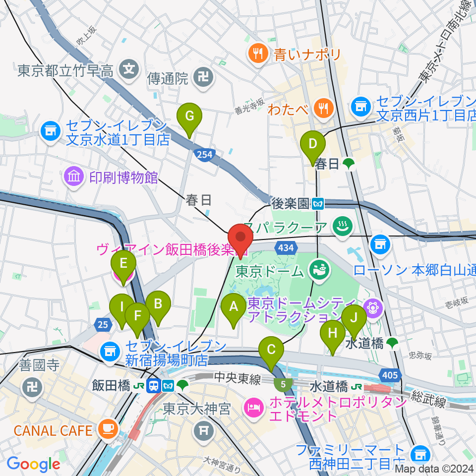 後楽公園少年野球場周辺のホテル一覧地図