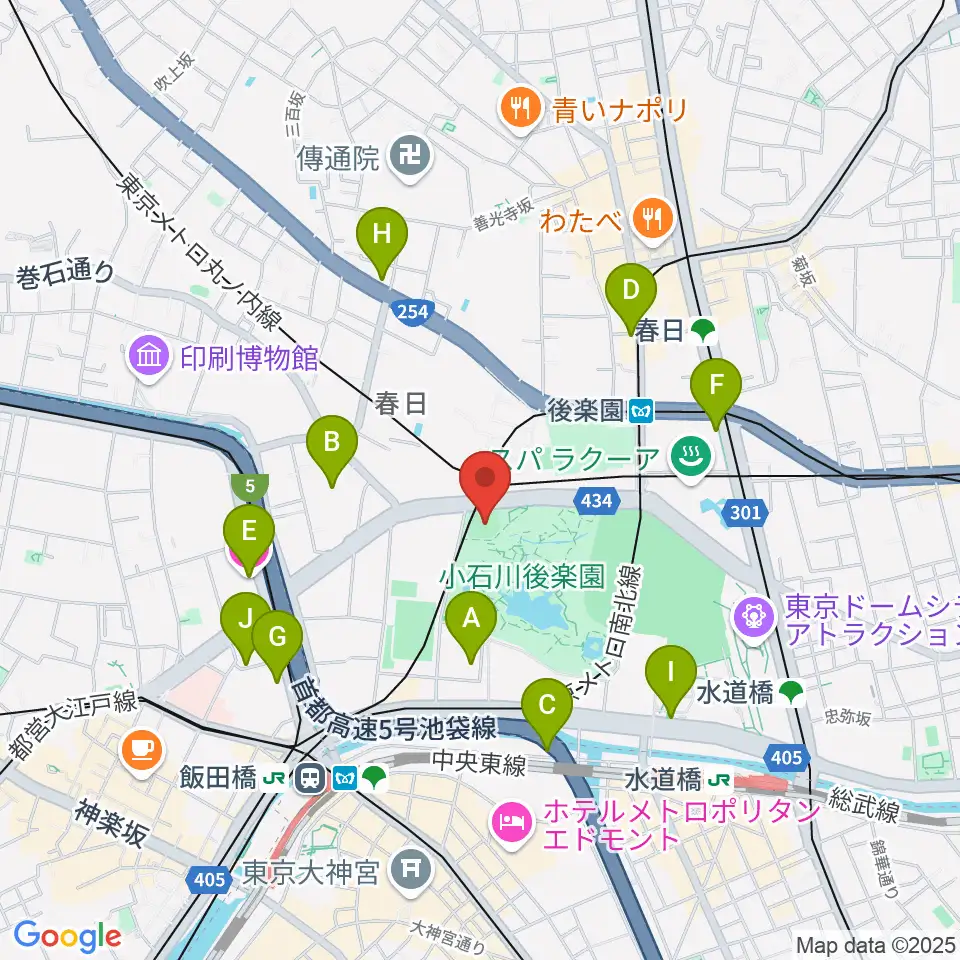 後楽公園少年野球場周辺のホテル一覧地図