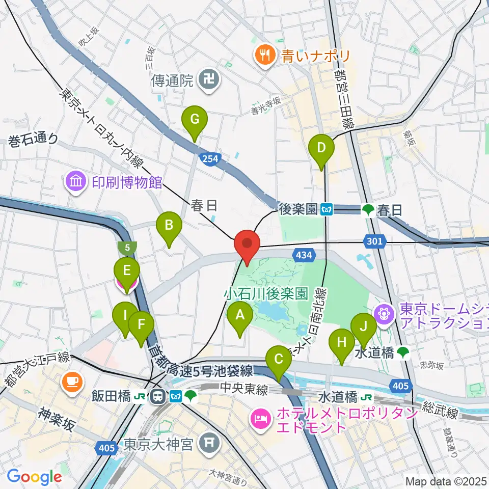 後楽公園少年野球場周辺のホテル一覧地図