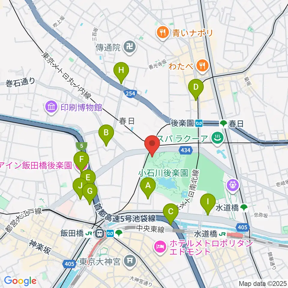 後楽公園少年野球場周辺のホテル一覧地図