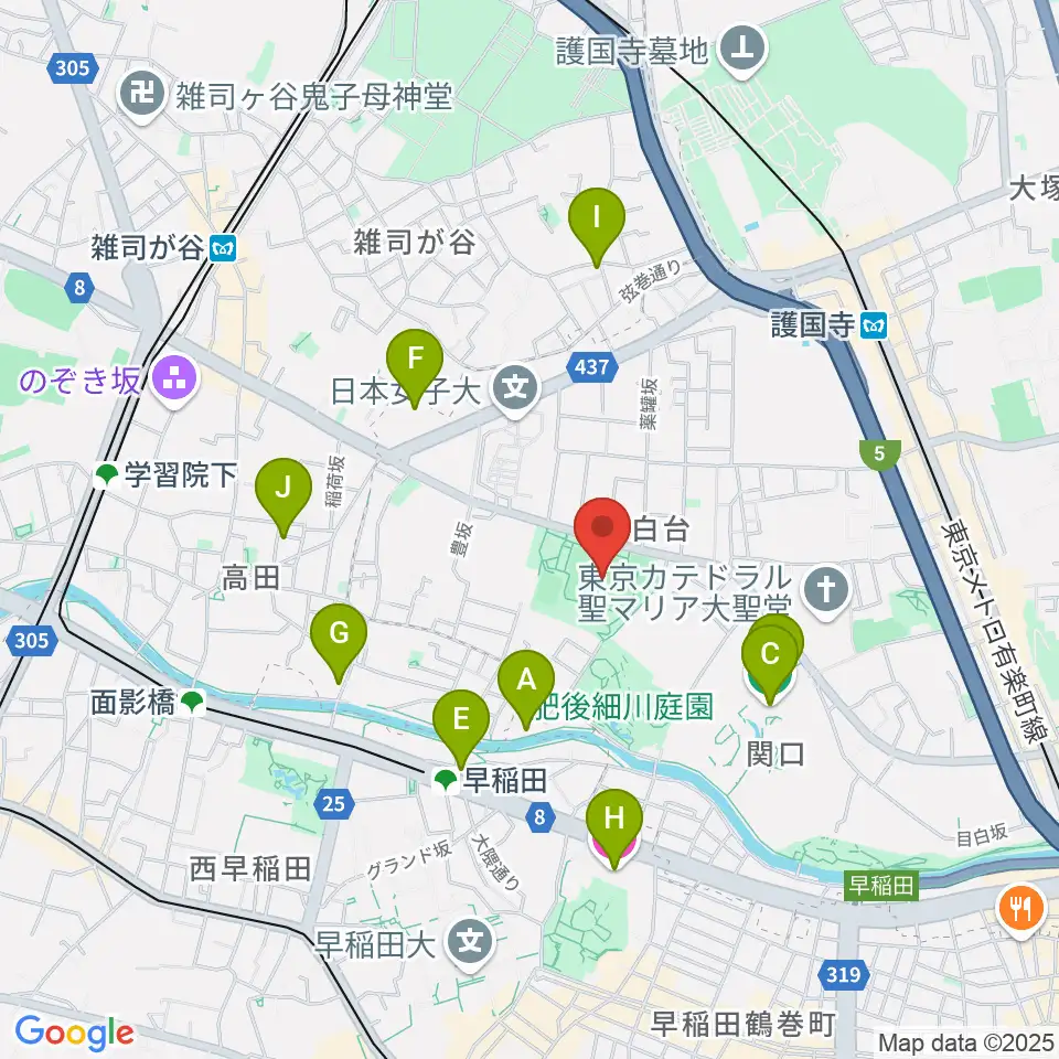 目白台運動公園多目的広場周辺のホテル一覧地図