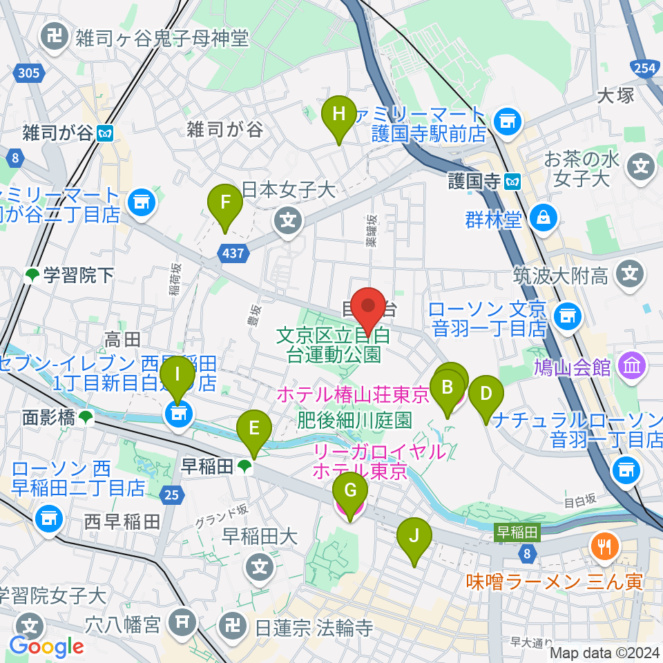 目白台運動公園フットサルコート周辺のホテル一覧地図