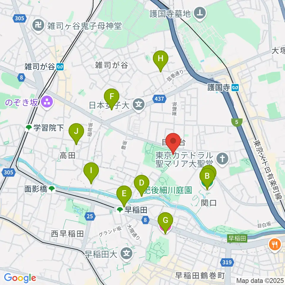 目白台運動公園フットサルコート周辺のホテル一覧地図