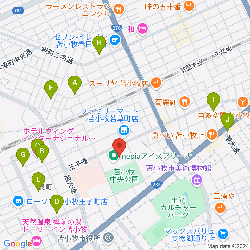 nepiaアイスアリーナ周辺のホテル一覧地図