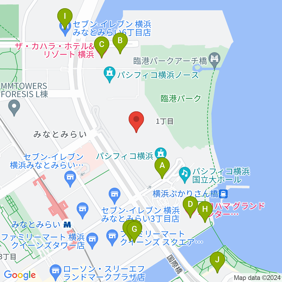 パシフィコ横浜 展示ホール周辺のホテル一覧地図