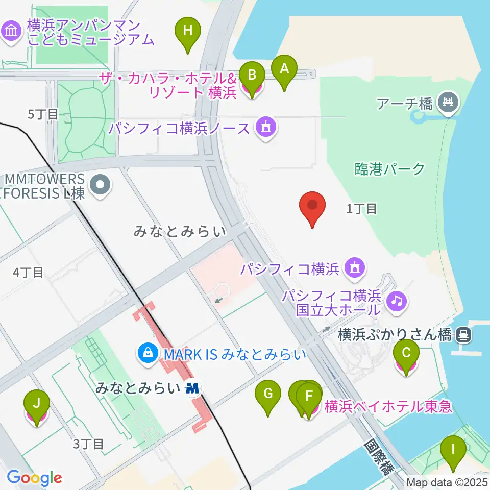 パシフィコ横浜 展示ホール周辺のホテル一覧地図