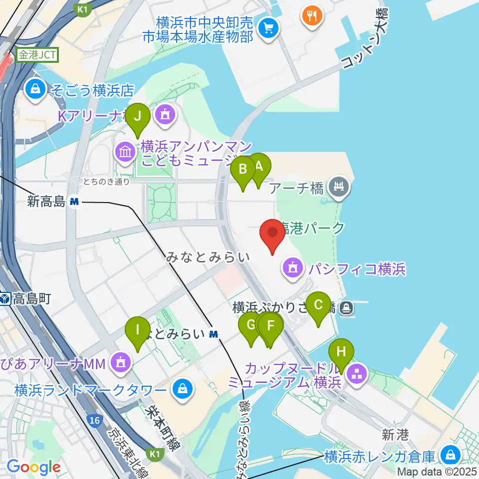 パシフィコ横浜 展示ホール周辺のホテル一覧地図