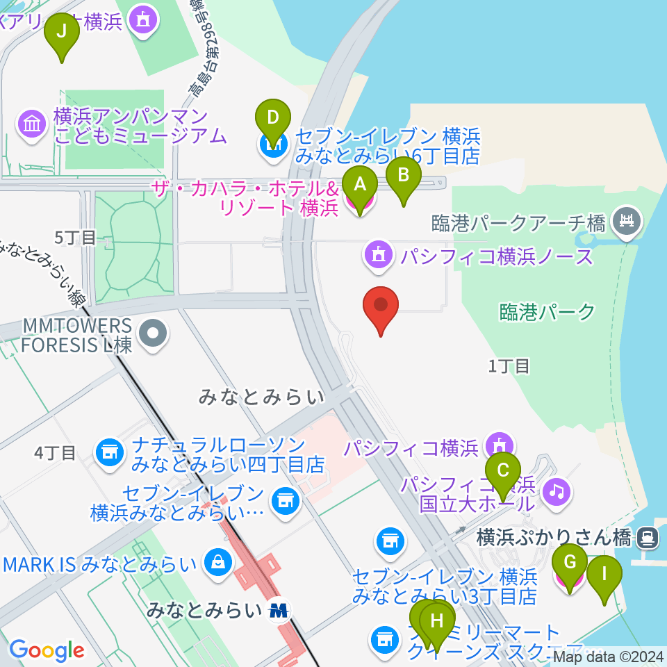 パシフィコ横浜 アネックスホール周辺のホテル一覧地図