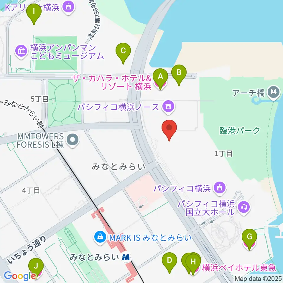 パシフィコ横浜 アネックスホール周辺のホテル一覧地図